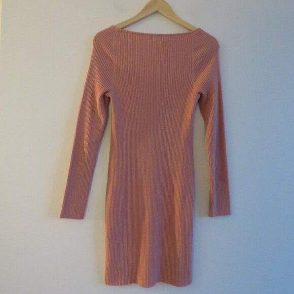 MAJORELLE Salone Mini Dress Stretch Ribbed Pastel in Dusty Rose - Size L - Picture 11 of 14